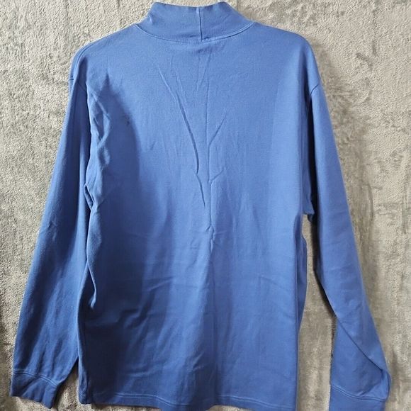 Lands End Women's sz Lg Blue Mock Neck Top Cotton long sleeve - Picture 6 of 7